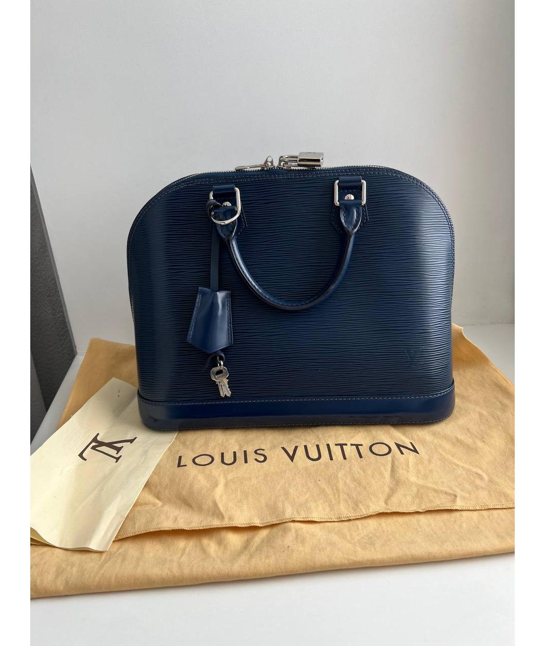 LOUIS VUITTON Синяя кожаная сумка с короткими ручками, фото 10