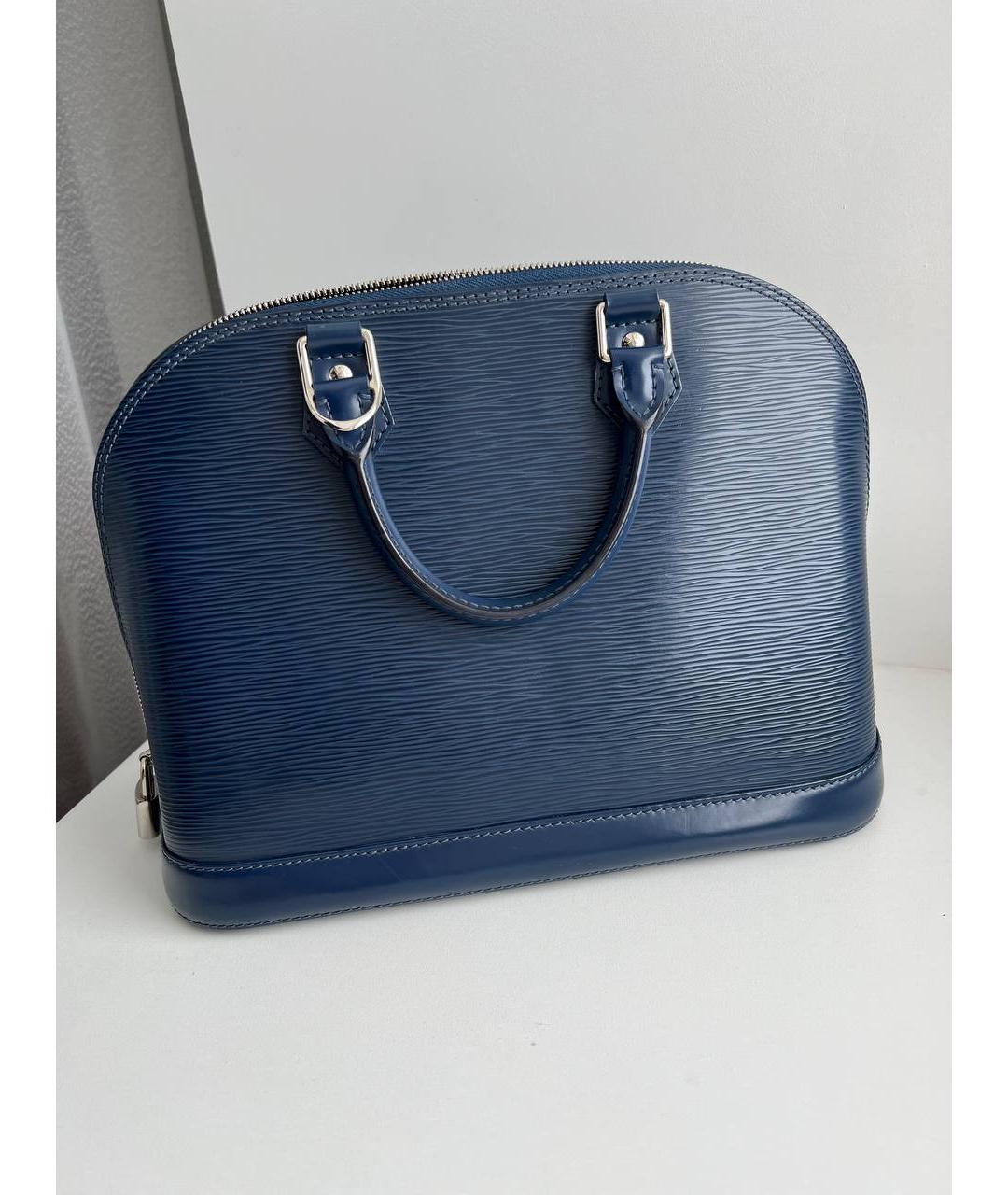 LOUIS VUITTON Синяя кожаная сумка с короткими ручками, фото 7