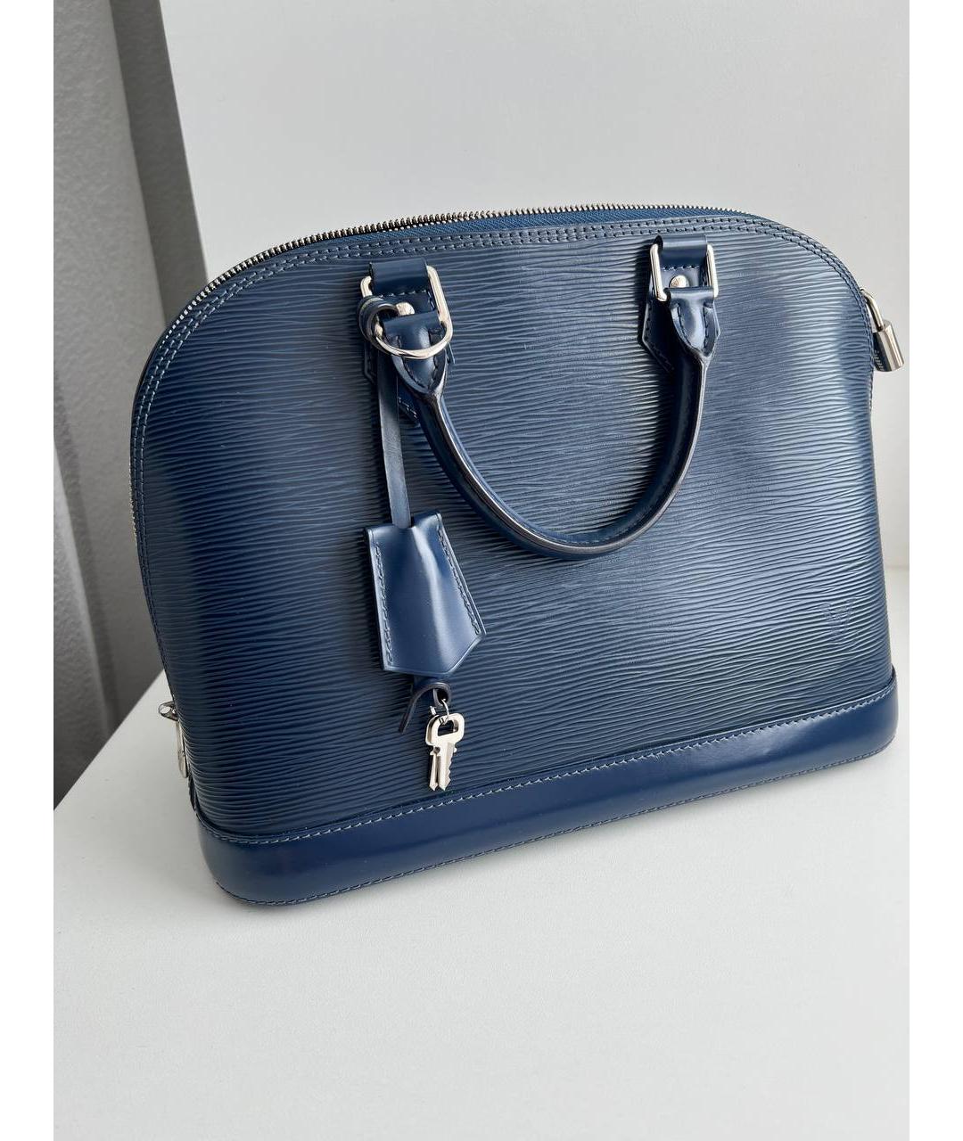 LOUIS VUITTON Синяя кожаная сумка с короткими ручками, фото 6