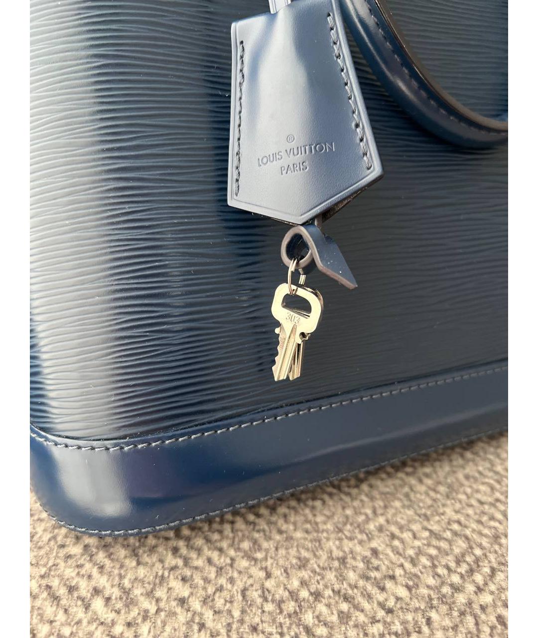 LOUIS VUITTON Синяя кожаная сумка с короткими ручками, фото 2