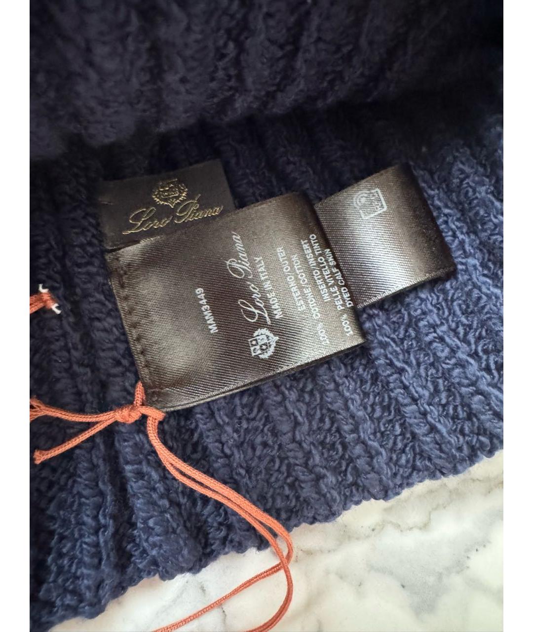 LORO PIANA Темно-синяя хлопковая шапка, фото 3