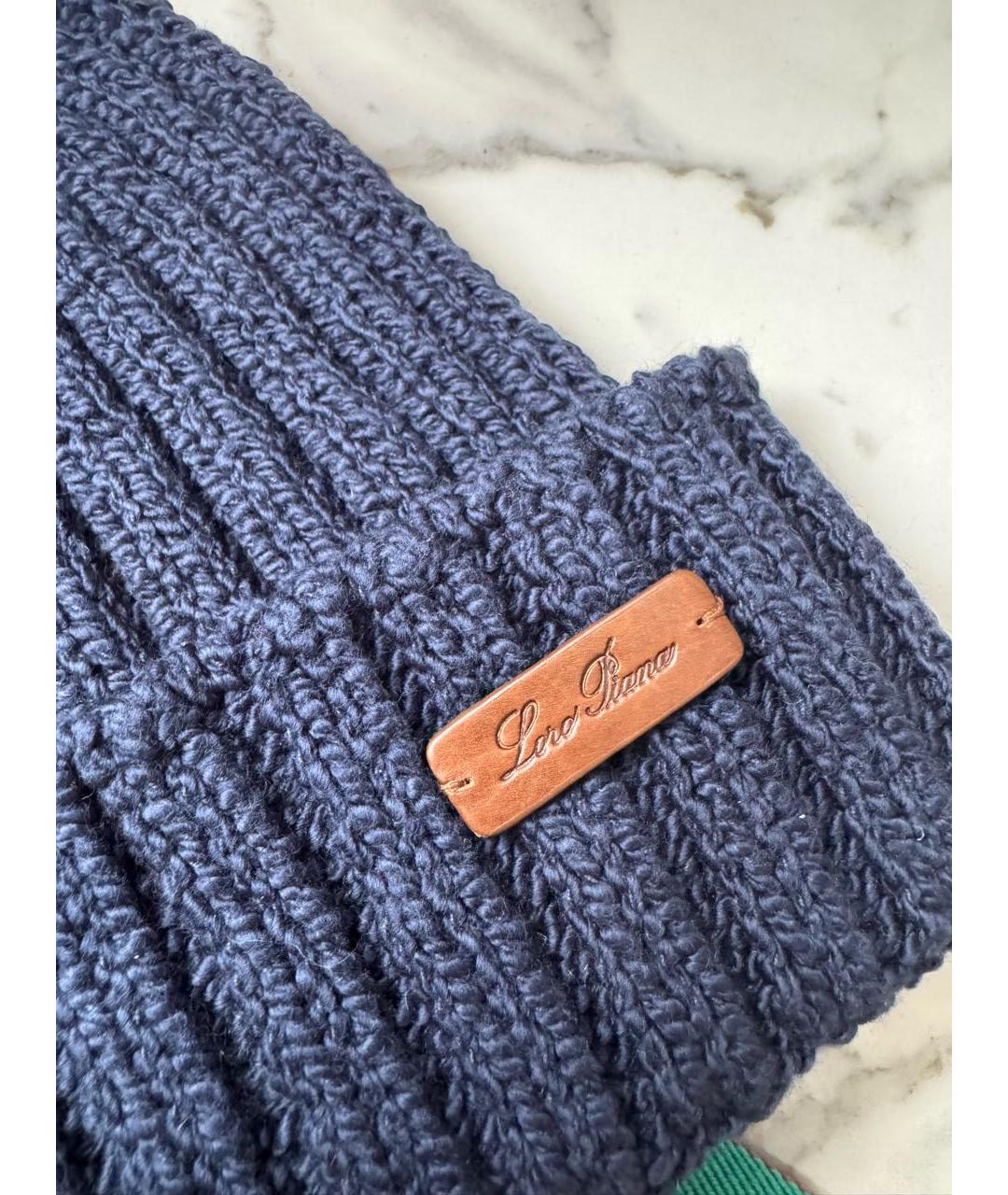 LORO PIANA Темно-синяя хлопковая шапка, фото 4