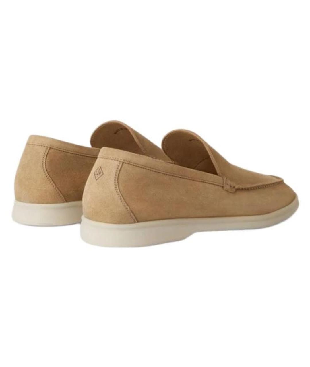 LORO PIANA Бежевые замшевые лоферы, фото 4