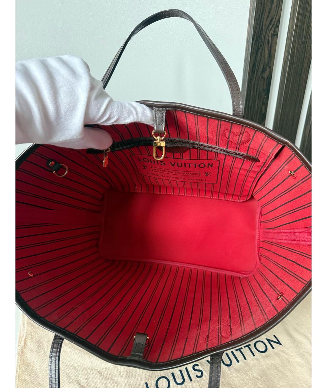 LOUIS VUITTON Коричневая кожаная сумка тоут, фото 4