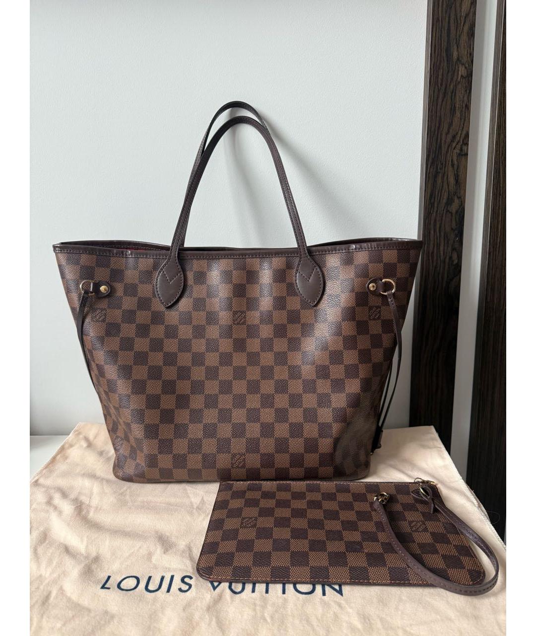 LOUIS VUITTON Коричневая кожаная сумка тоут, фото 2