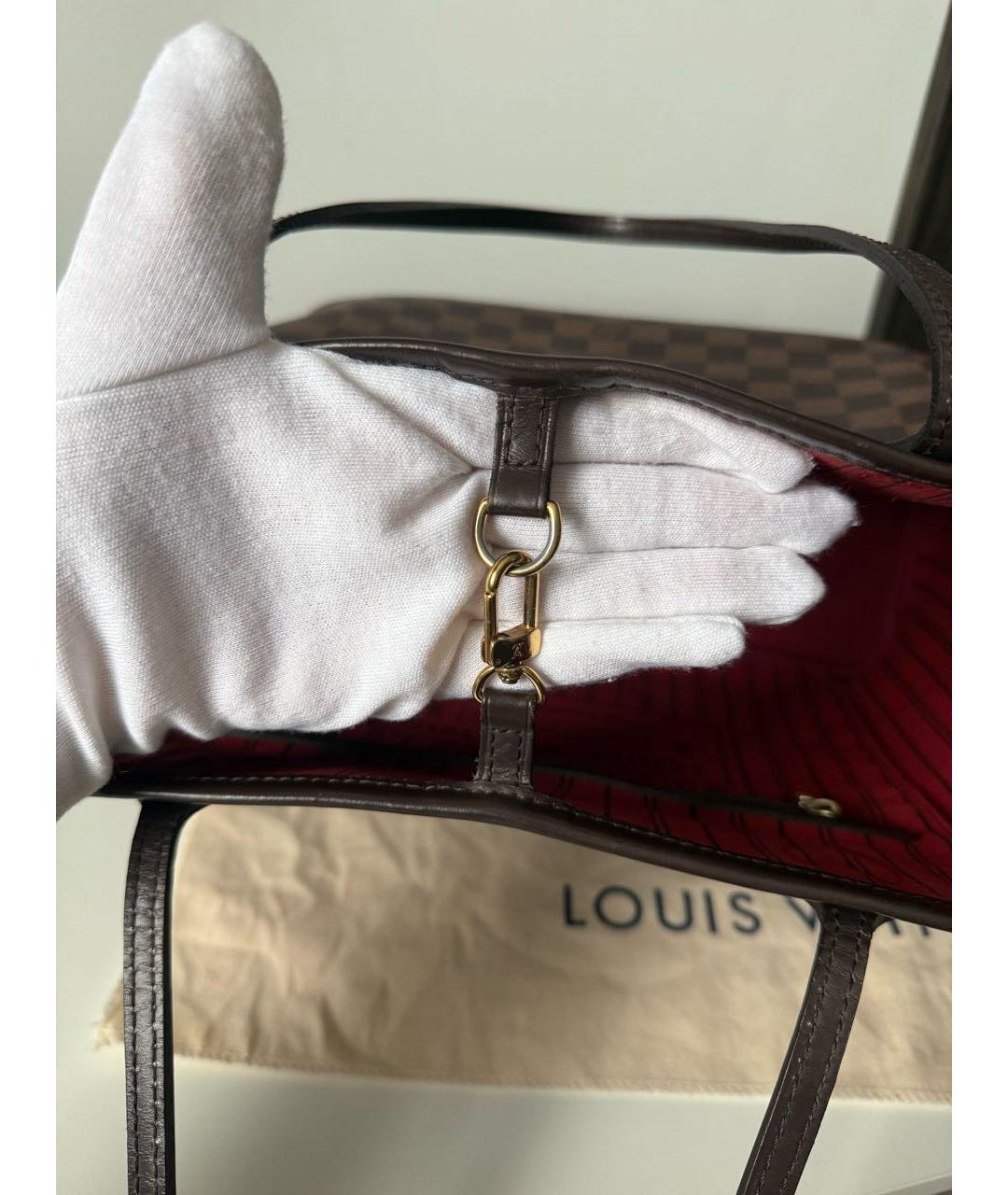 LOUIS VUITTON Коричневая кожаная сумка тоут, фото 7