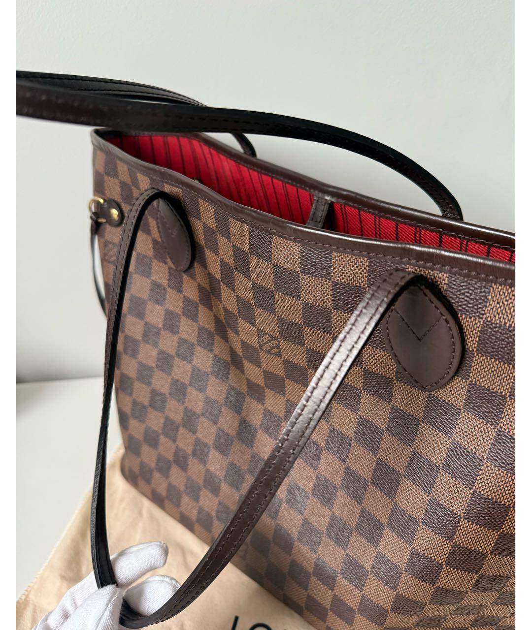LOUIS VUITTON Коричневая кожаная сумка тоут, фото 6