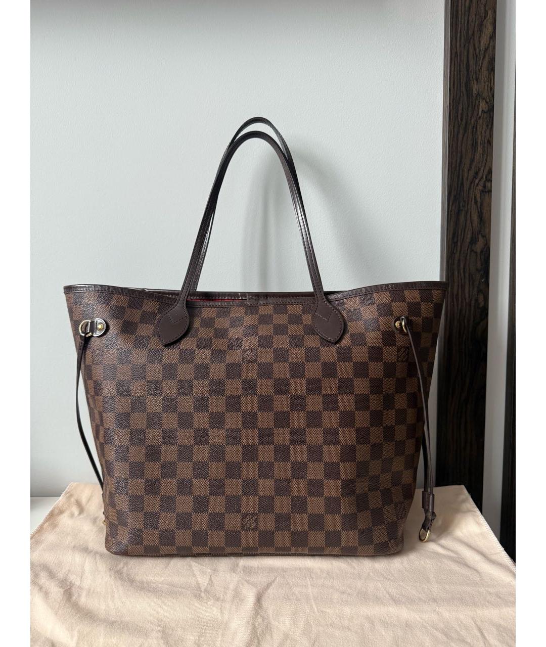 LOUIS VUITTON Коричневая кожаная сумка тоут, фото 9