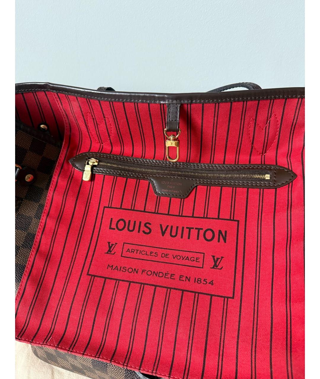 LOUIS VUITTON Коричневая кожаная сумка тоут, фото 8