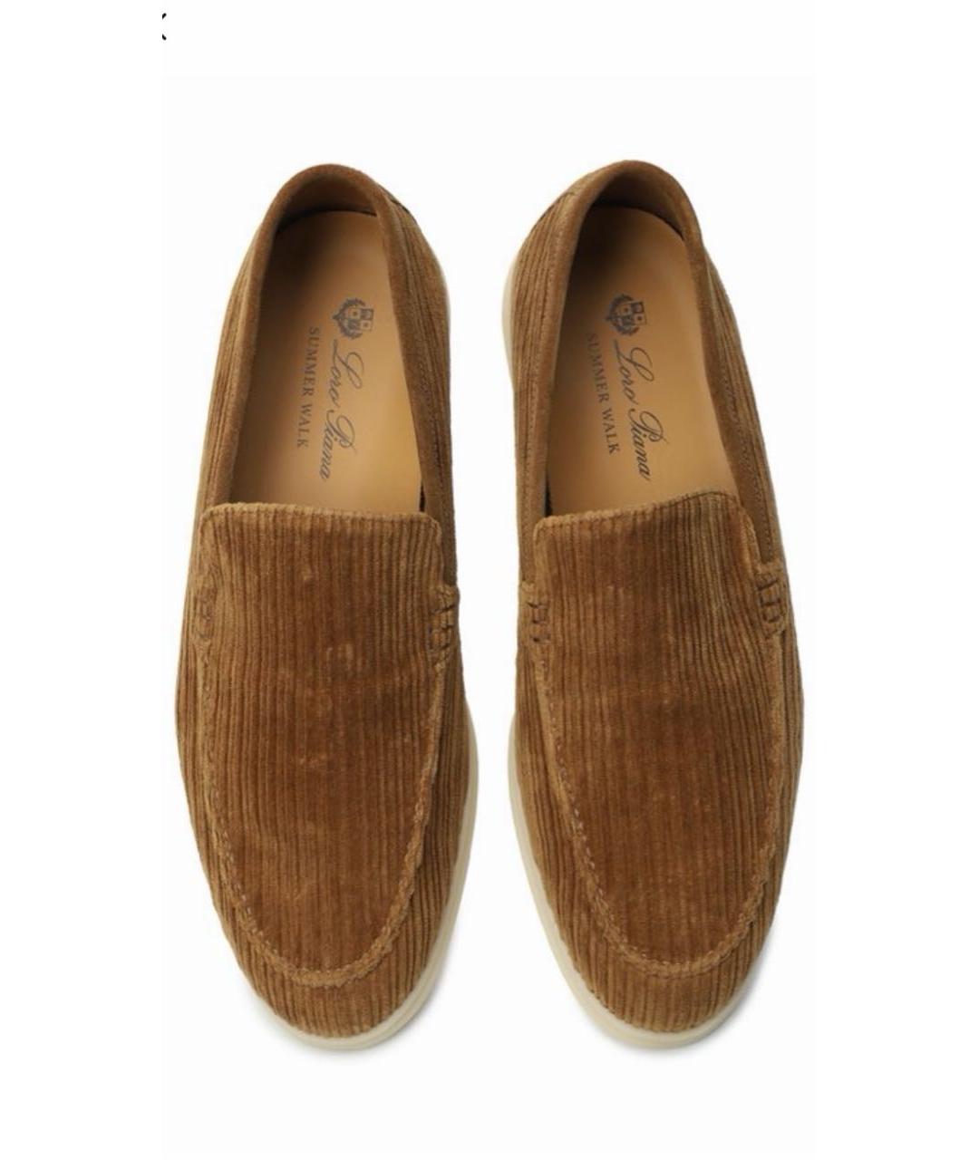 LORO PIANA Коричневые текстильные лоферы, фото 4