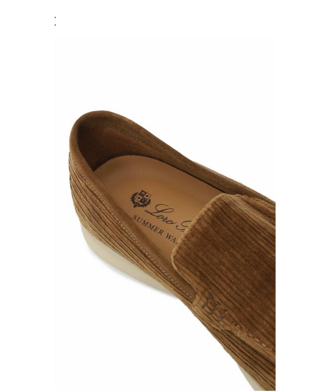 LORO PIANA Коричневые текстильные лоферы, фото 5