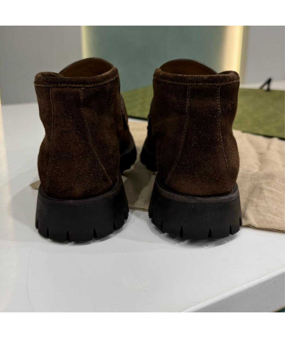 GUCCI Коричневые замшевые ботинки, фото 5