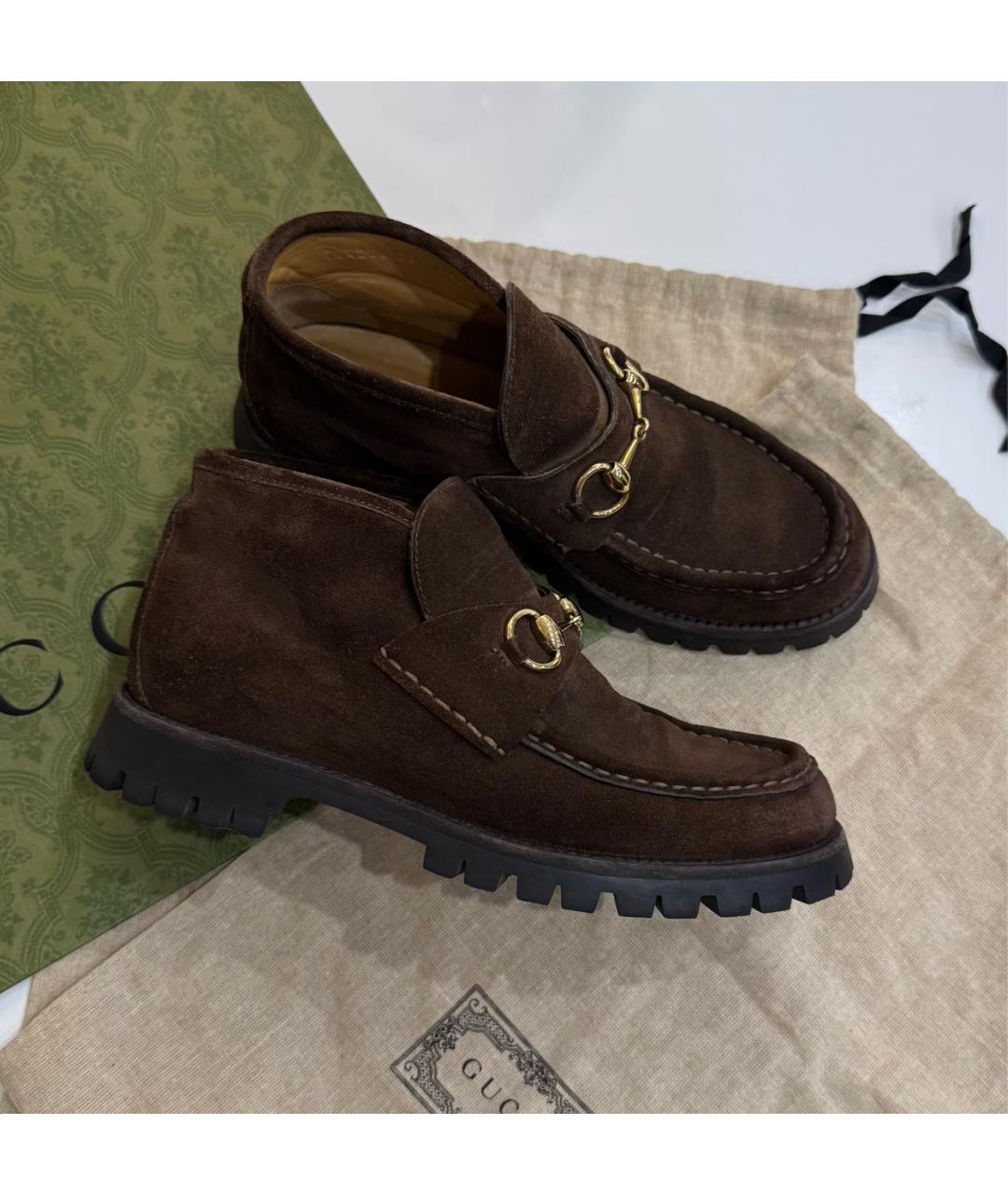 GUCCI Коричневые замшевые ботинки, фото 7
