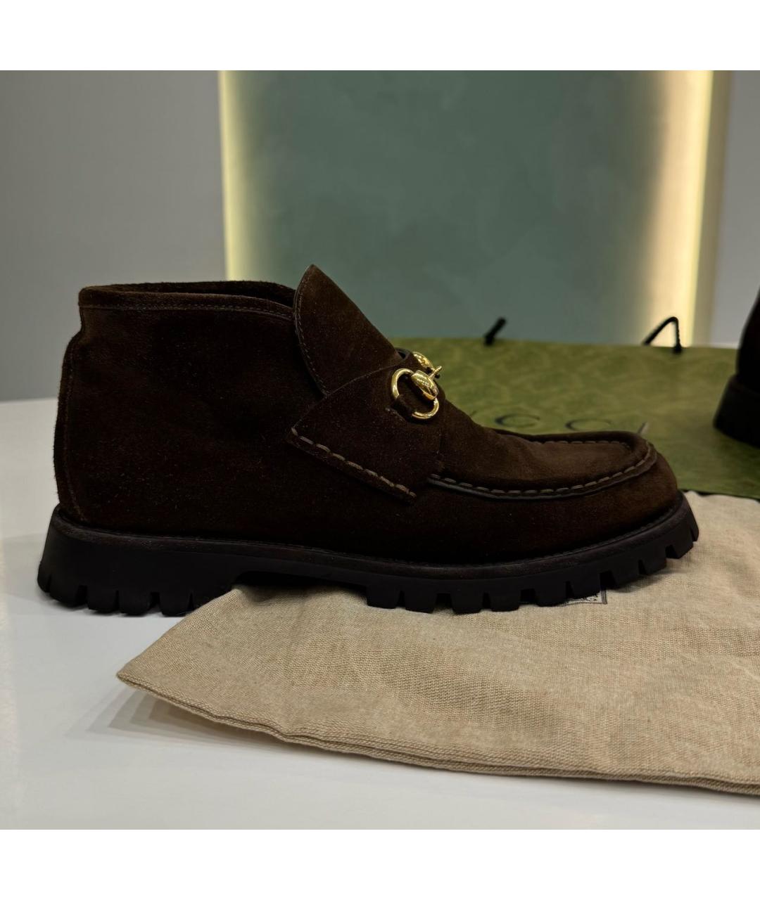 GUCCI Коричневые замшевые ботинки, фото 8