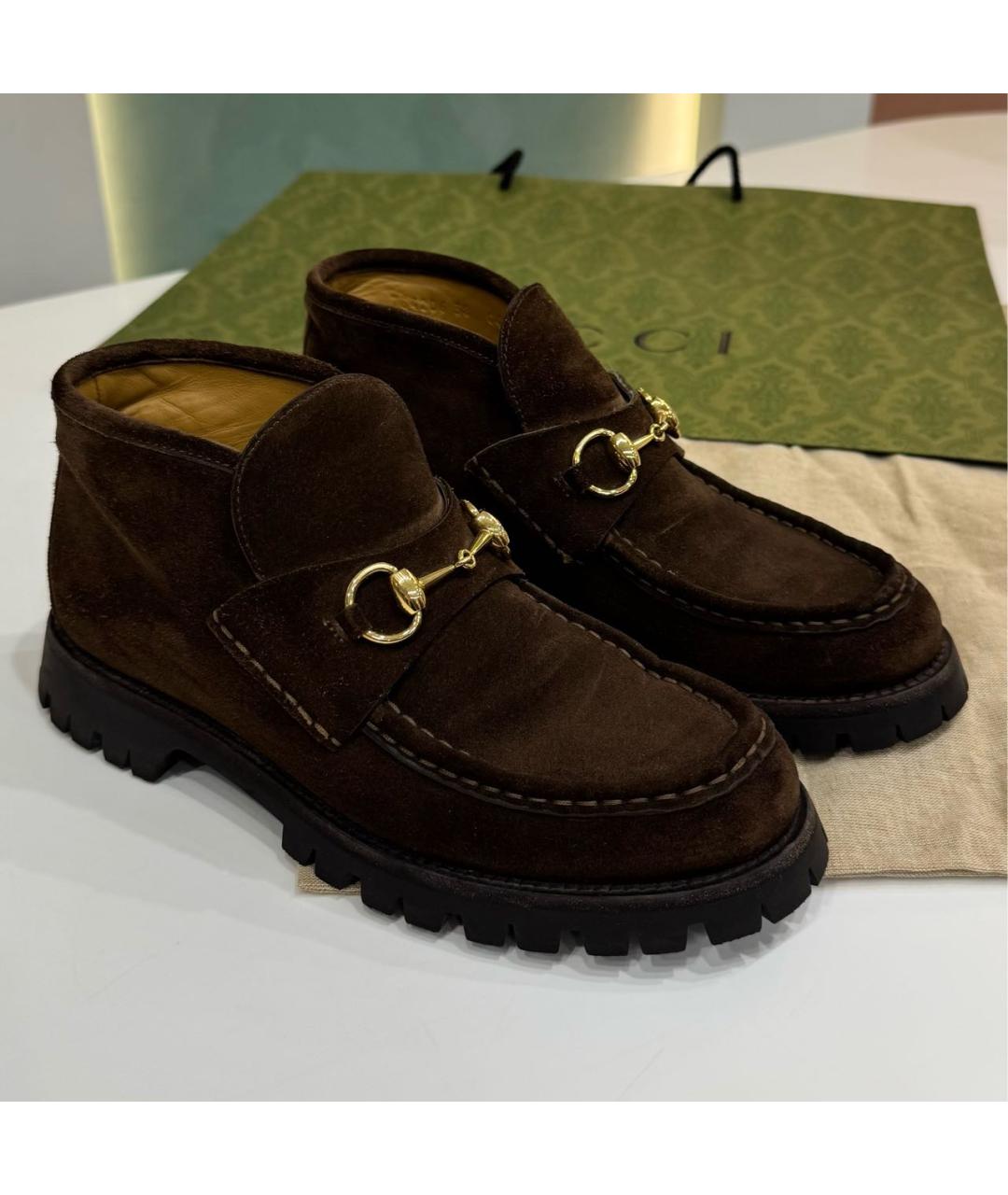 GUCCI Коричневые замшевые ботинки, фото 2