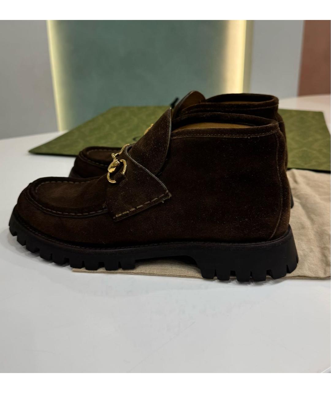 GUCCI Коричневые замшевые ботинки, фото 4