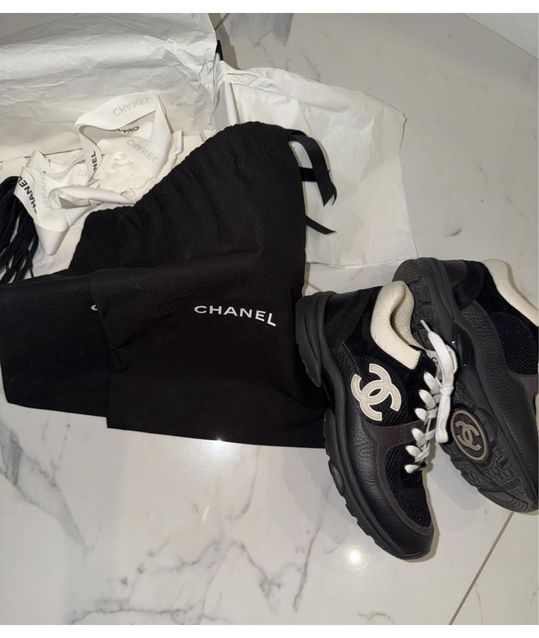 CHANEL Черные кроссовки из экзотической кожи, фото 5