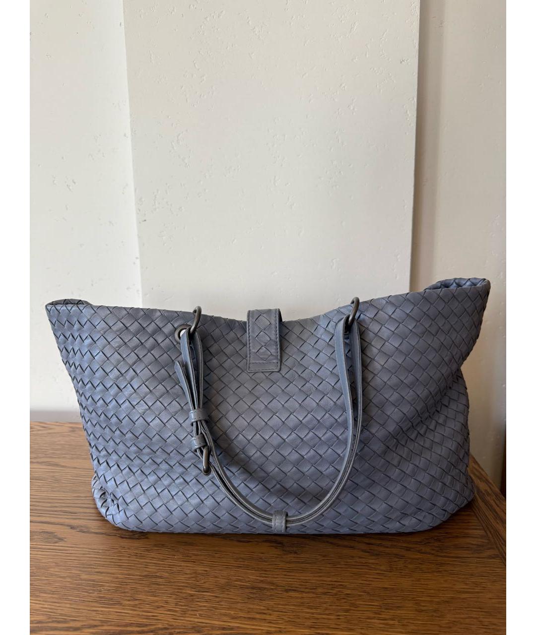 BOTTEGA VENETA Голубая кожаная сумка тоут, фото 2