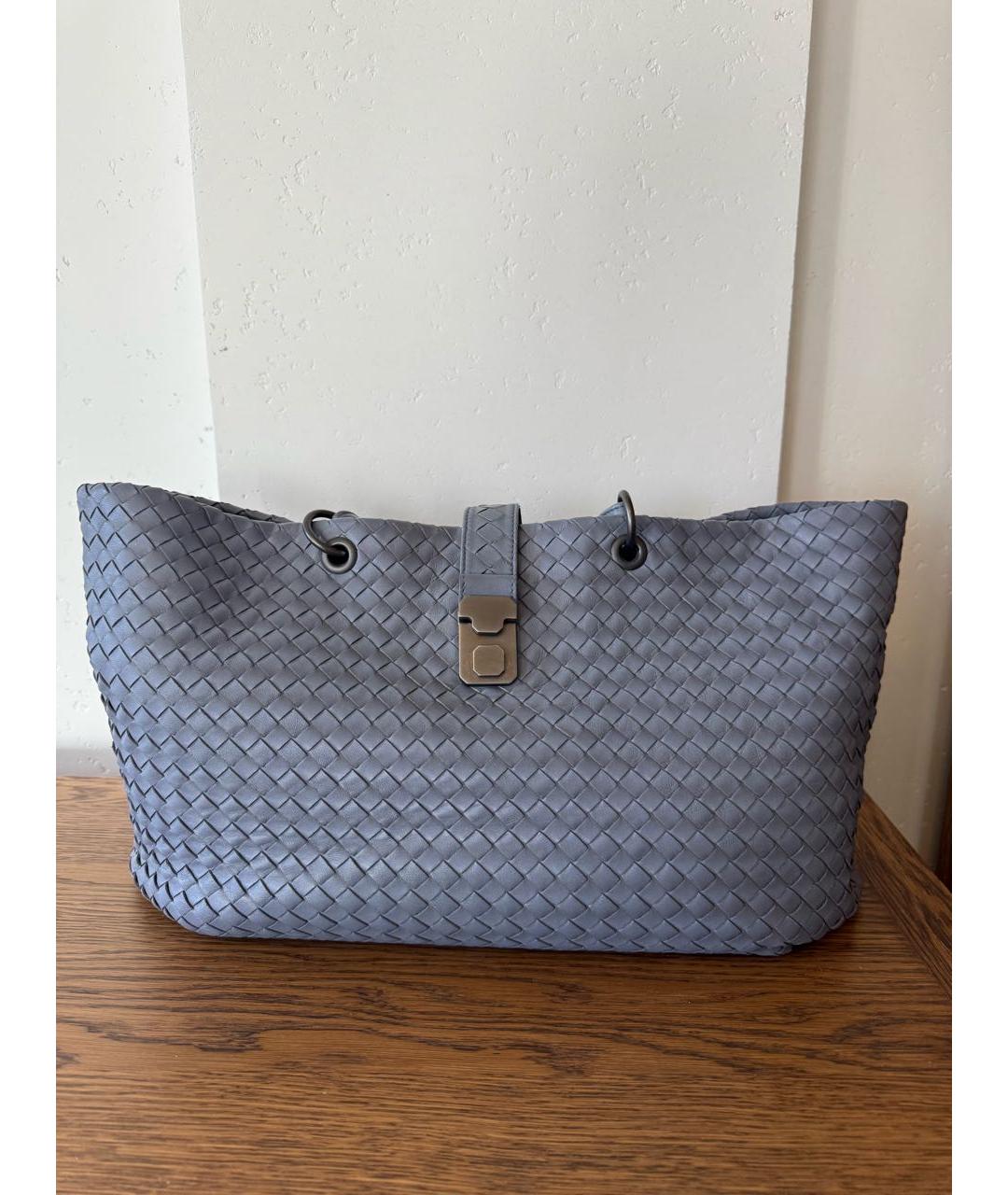 BOTTEGA VENETA Голубая кожаная сумка тоут, фото 5