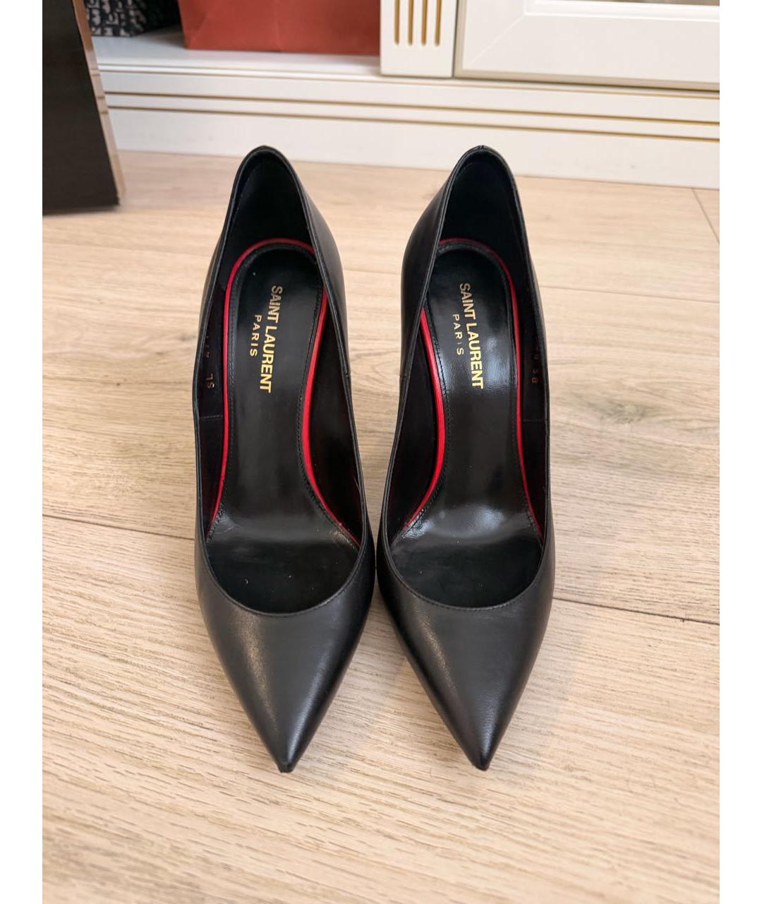 SAINT LAURENT Черные кожаные туфли, фото 2