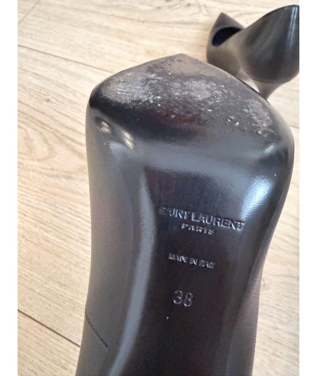 SAINT LAURENT Черные кожаные туфли, фото 5