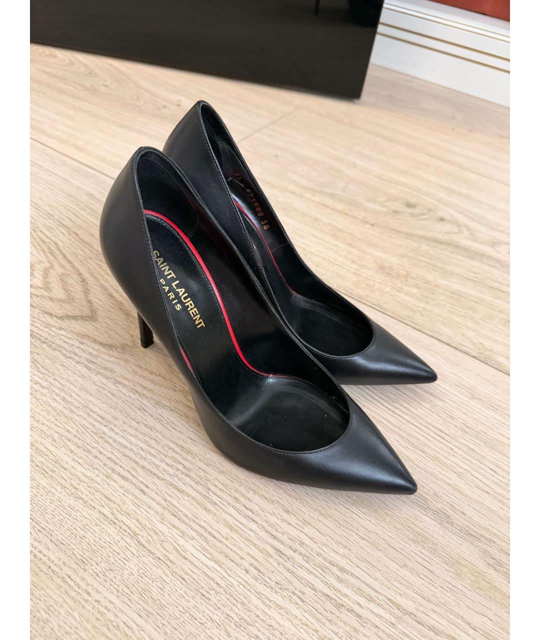 SAINT LAURENT Черные кожаные туфли, фото 3