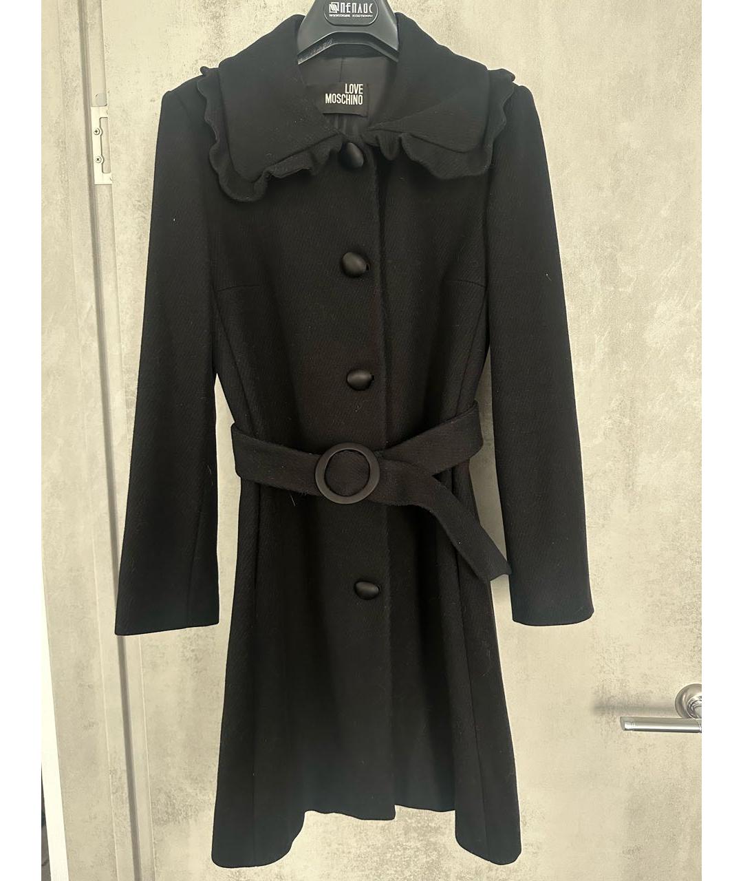 LOVE MOSCHINO Черное шерстяное пальто, фото 6