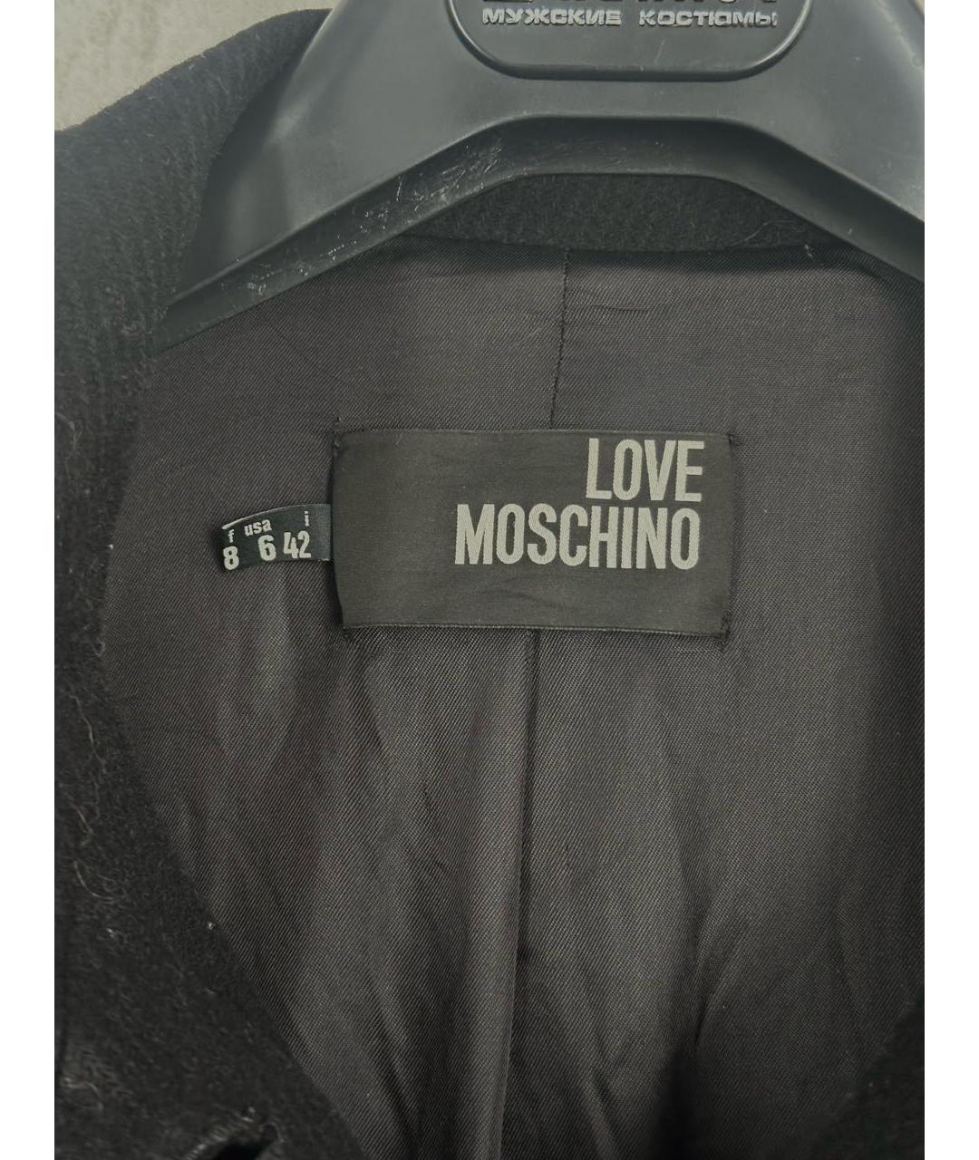 LOVE MOSCHINO Черное шерстяное пальто, фото 3