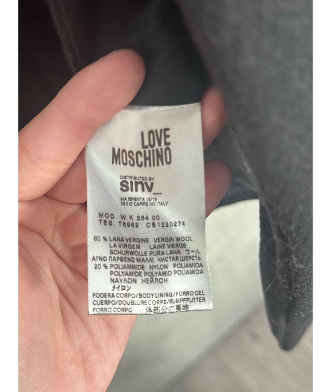 LOVE MOSCHINO Черное шерстяное пальто, фото 5