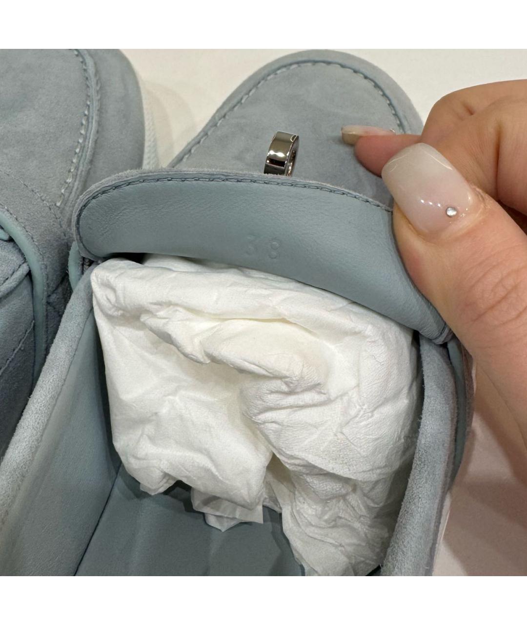 HERMES Голубые лоферы, фото 5