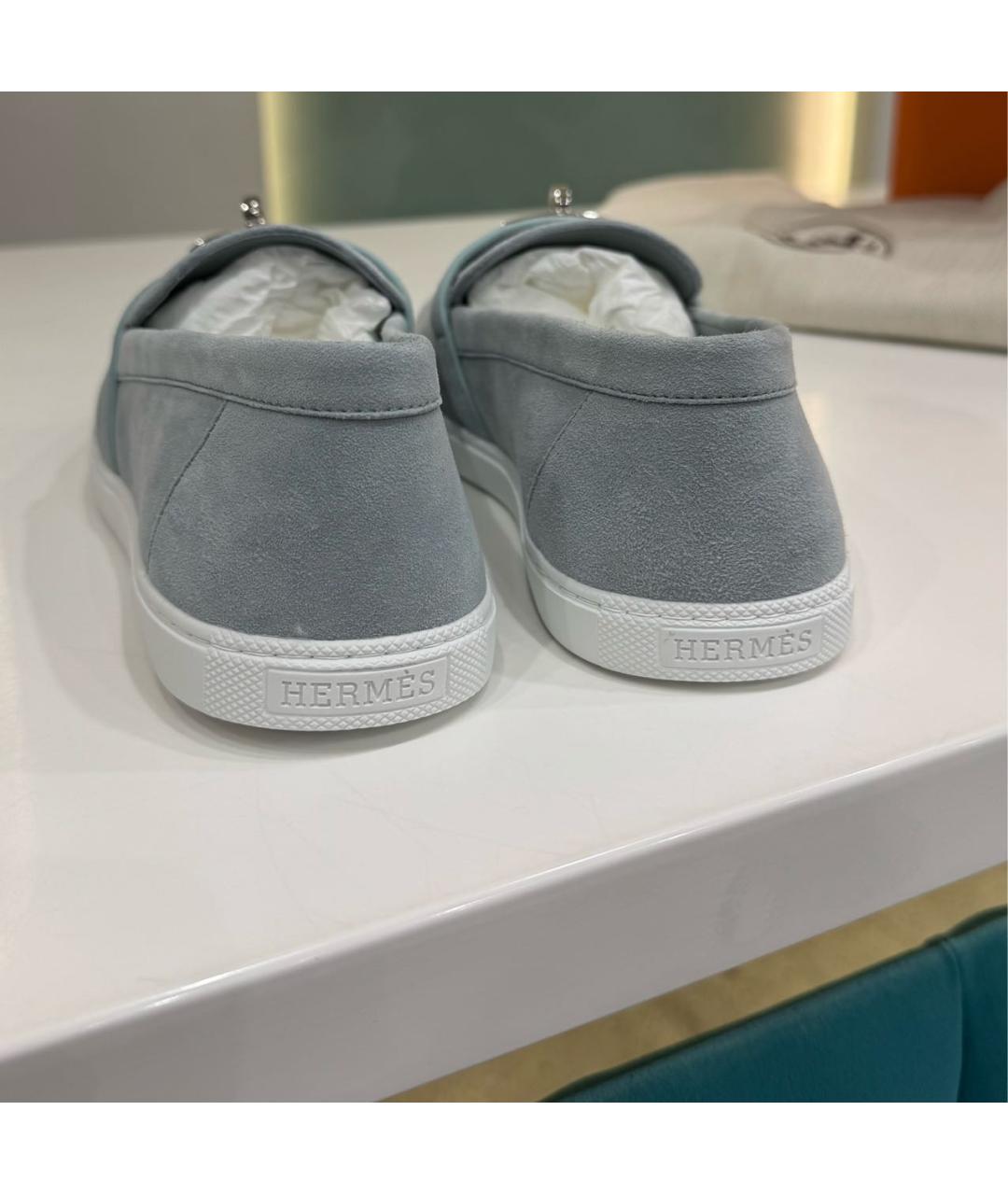 HERMES Голубые лоферы, фото 3
