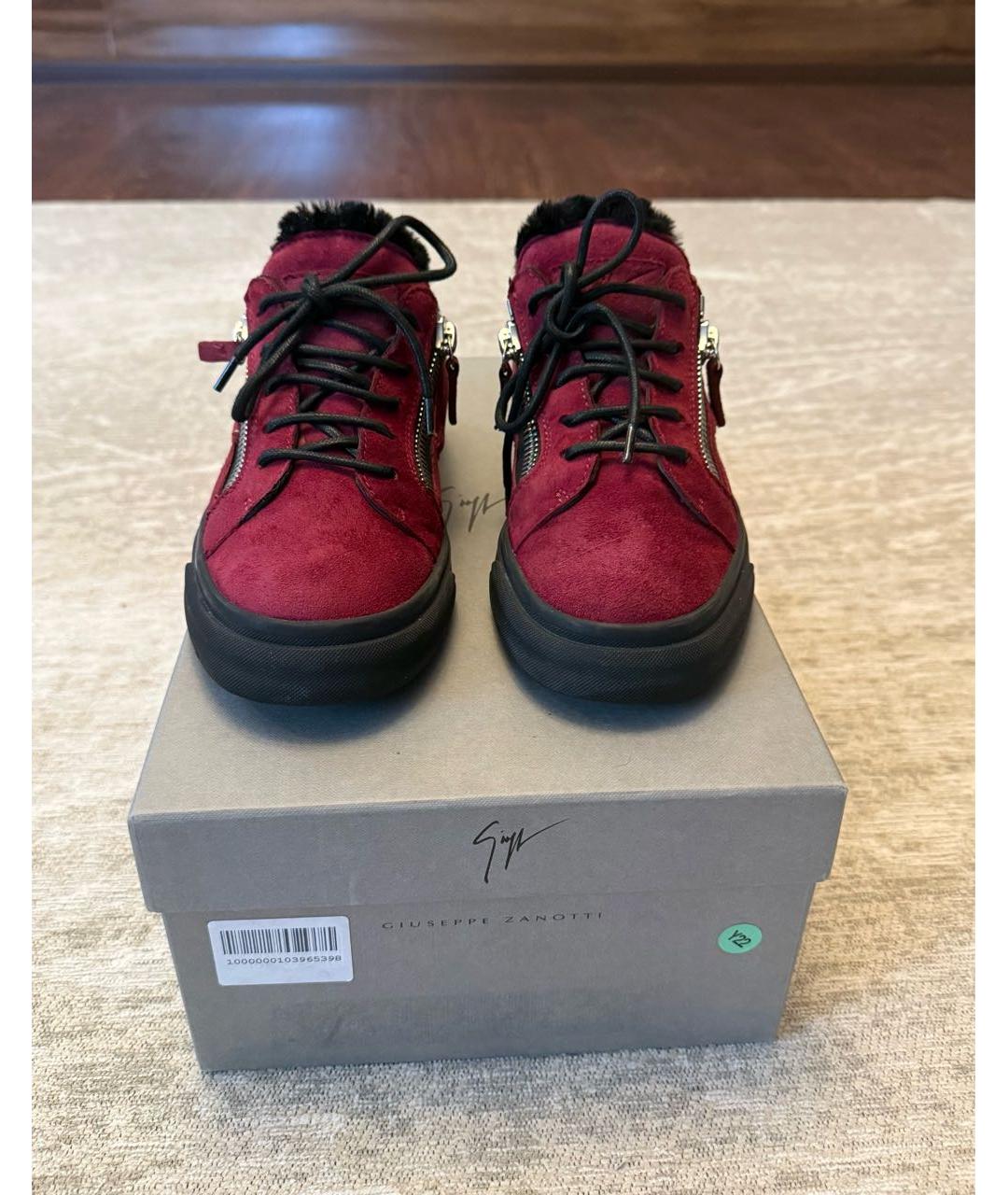 GIUSEPPE ZANOTTI DESIGN Бордовые замшевые кеды, фото 2