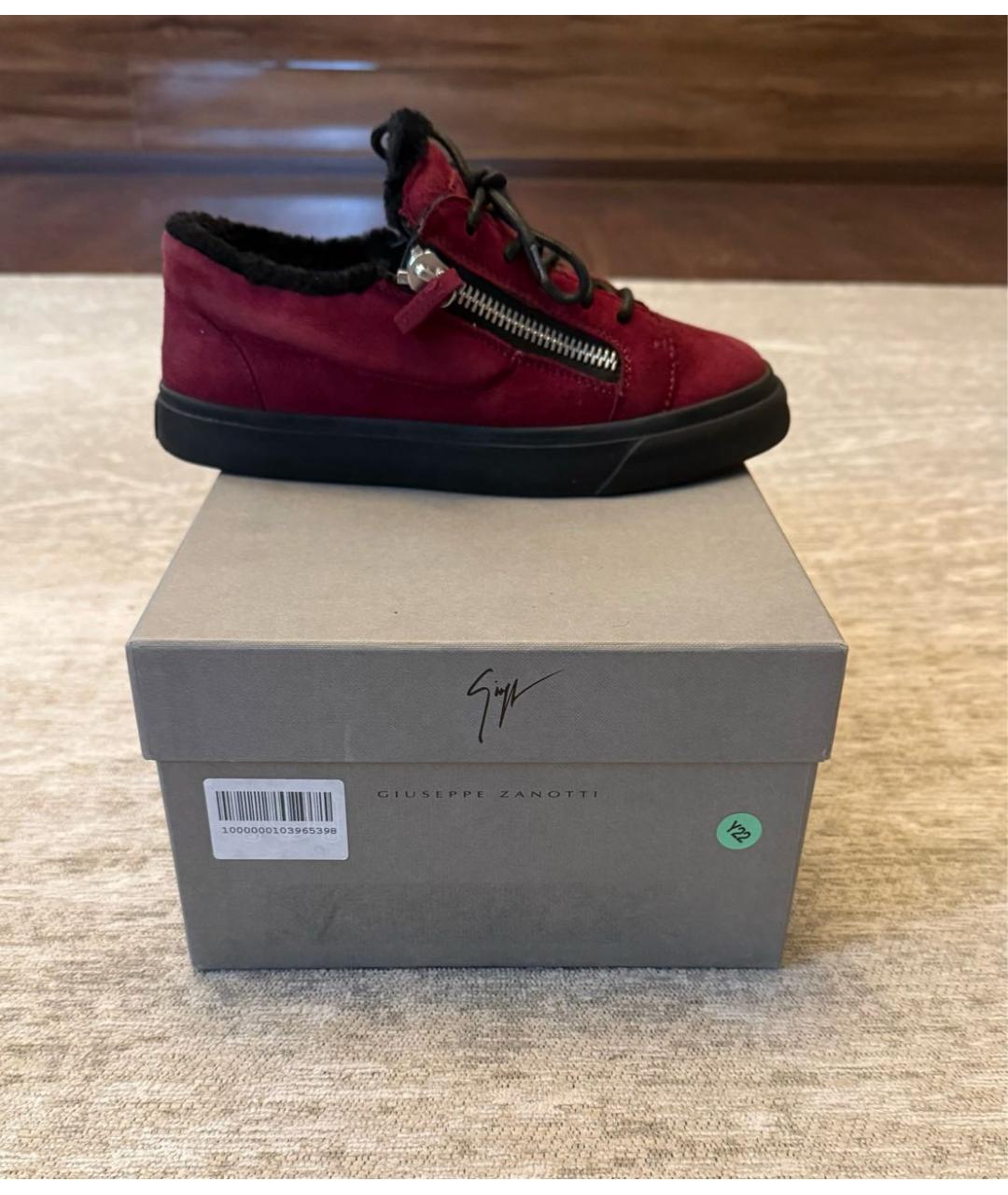 GIUSEPPE ZANOTTI DESIGN Бордовые замшевые кеды, фото 6