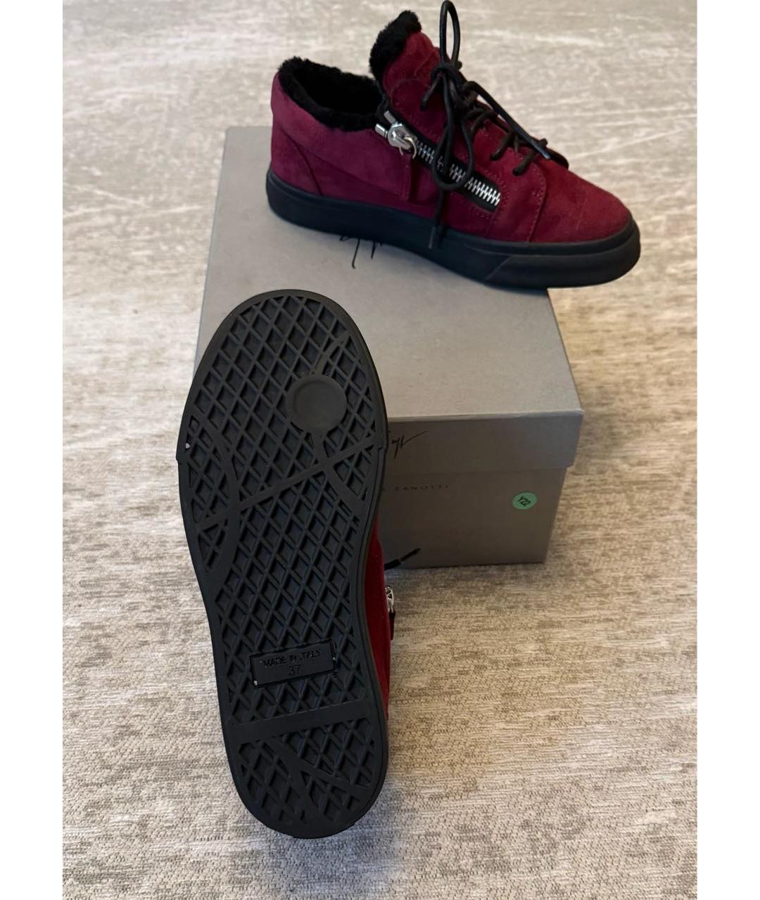 GIUSEPPE ZANOTTI DESIGN Бордовые замшевые кеды, фото 5