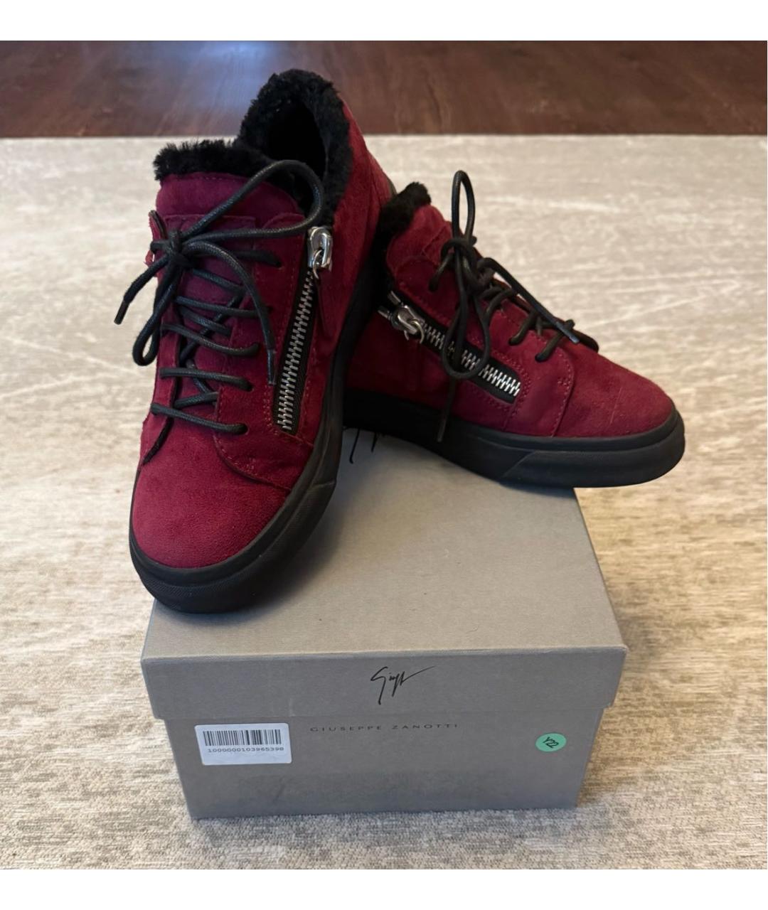 GIUSEPPE ZANOTTI DESIGN Бордовые замшевые кеды, фото 4
