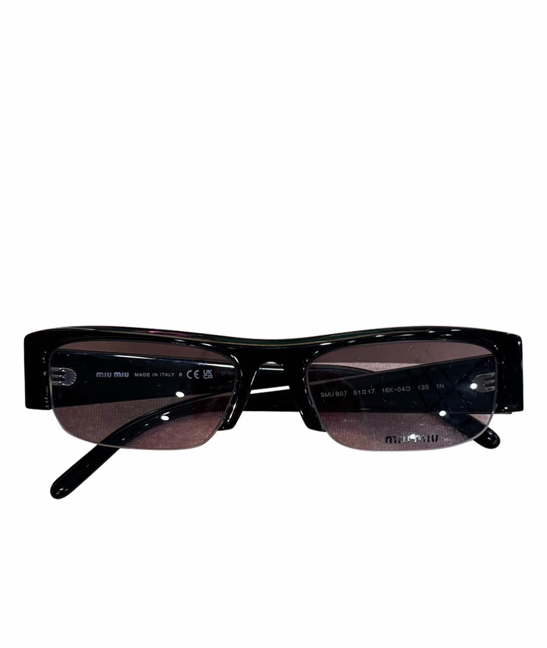 MIU MIU Черные пластиковые солнцезащитные очки, фото 1