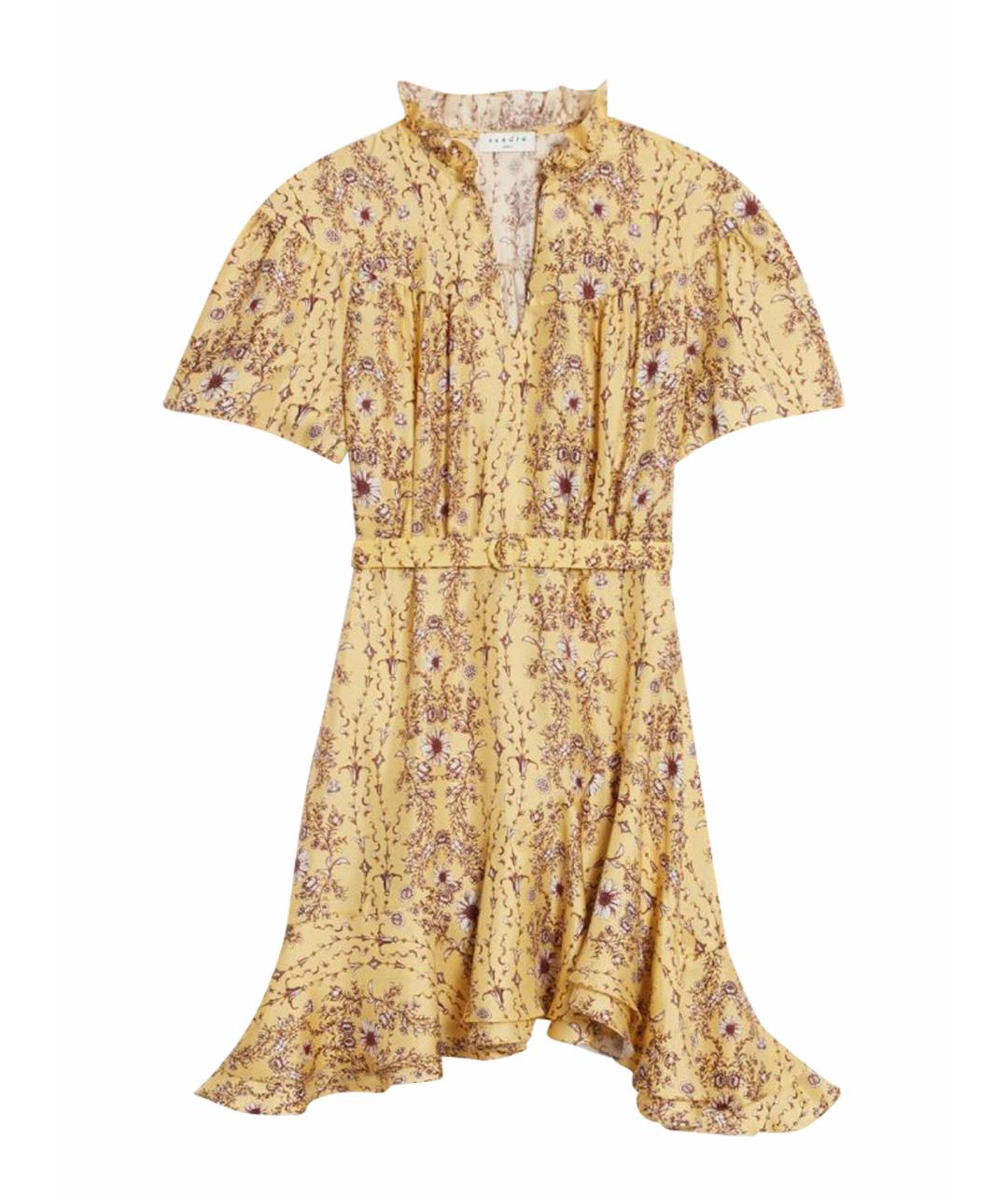 SANDRO Желтое полиэстеровое повседневное платье, фото 1