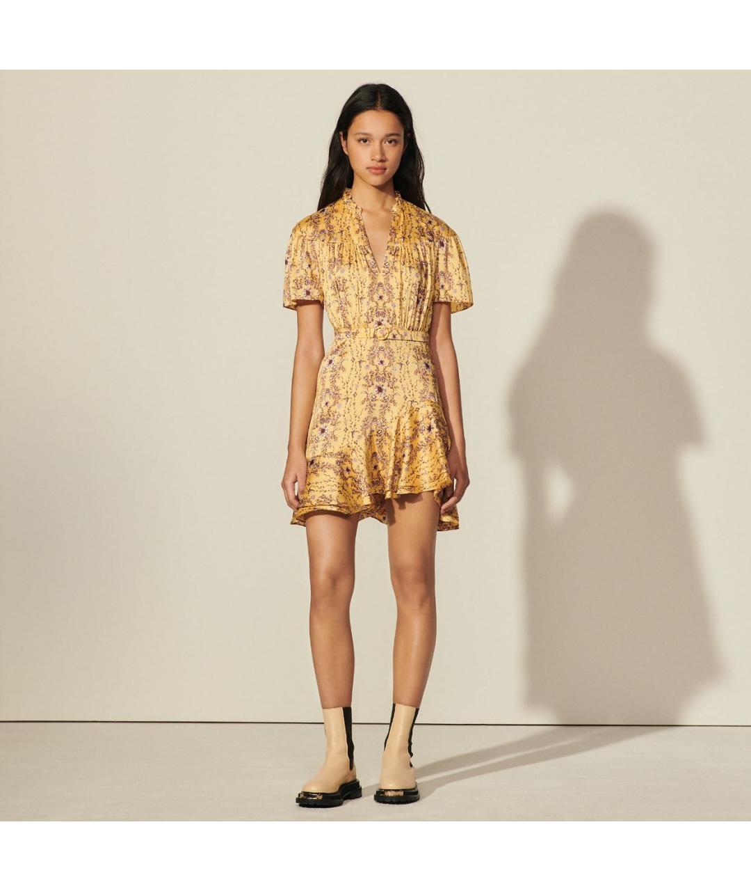 SANDRO Желтое полиэстеровое повседневное платье, фото 5