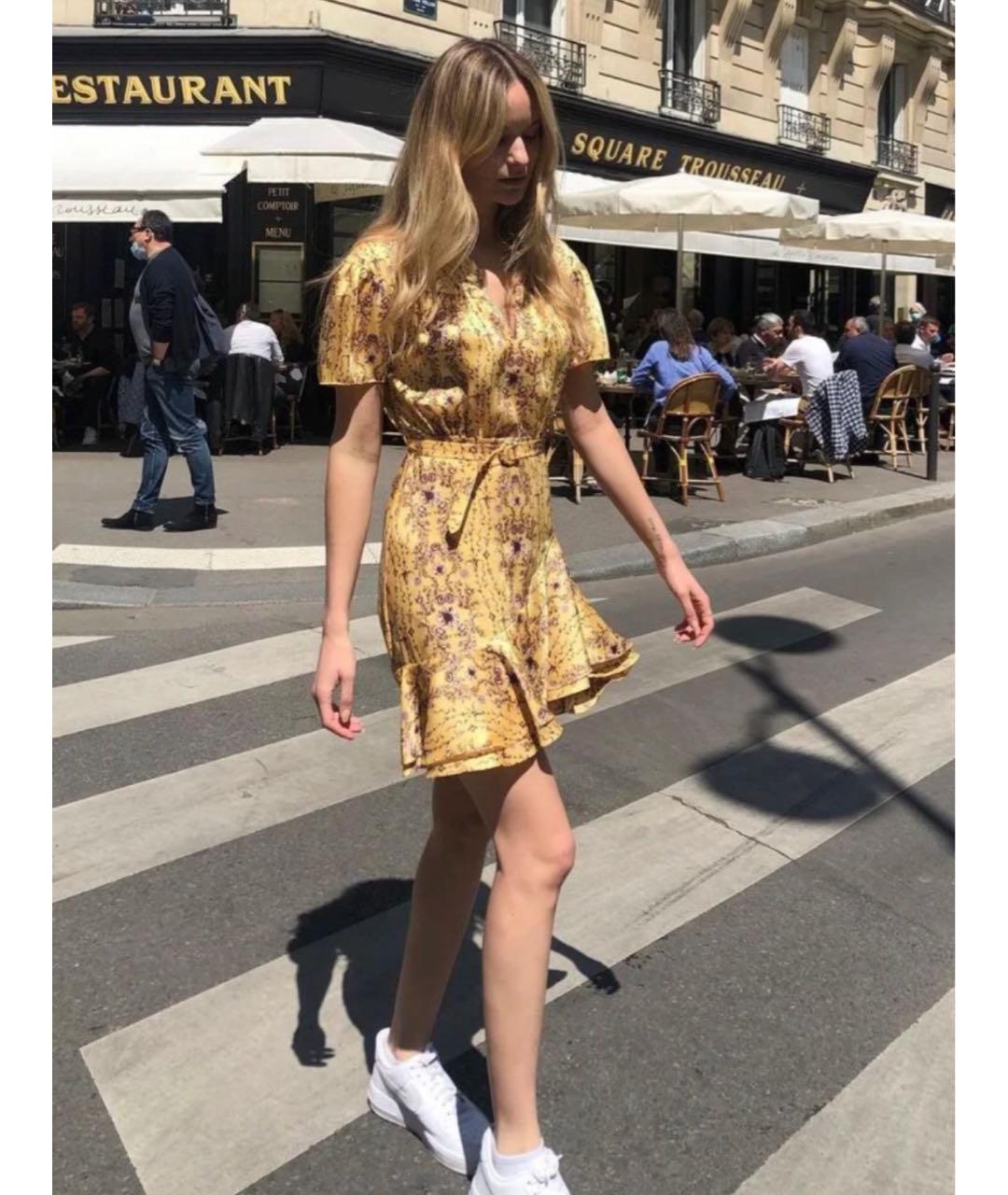 SANDRO Желтое полиэстеровое повседневное платье, фото 7