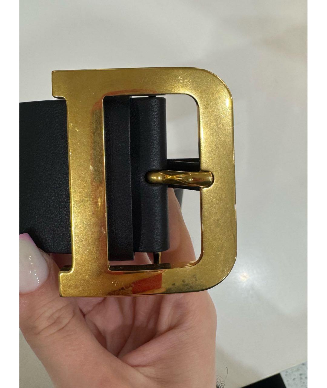 CHRISTIAN DIOR Черный кожаный ремень, фото 3