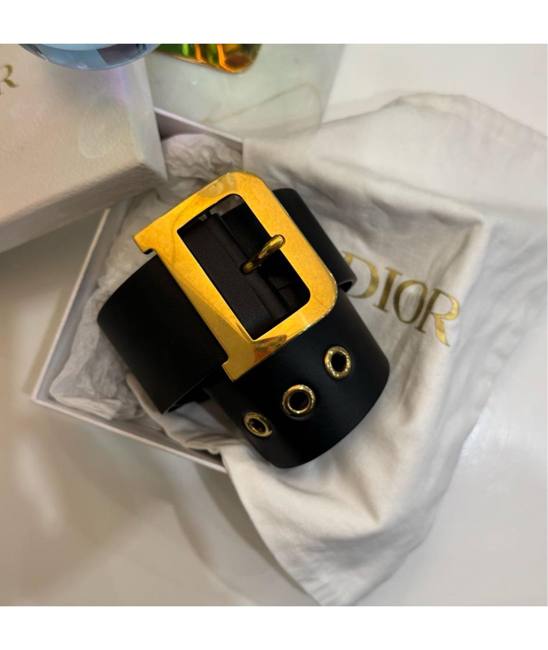 CHRISTIAN DIOR Черный кожаный ремень, фото 2
