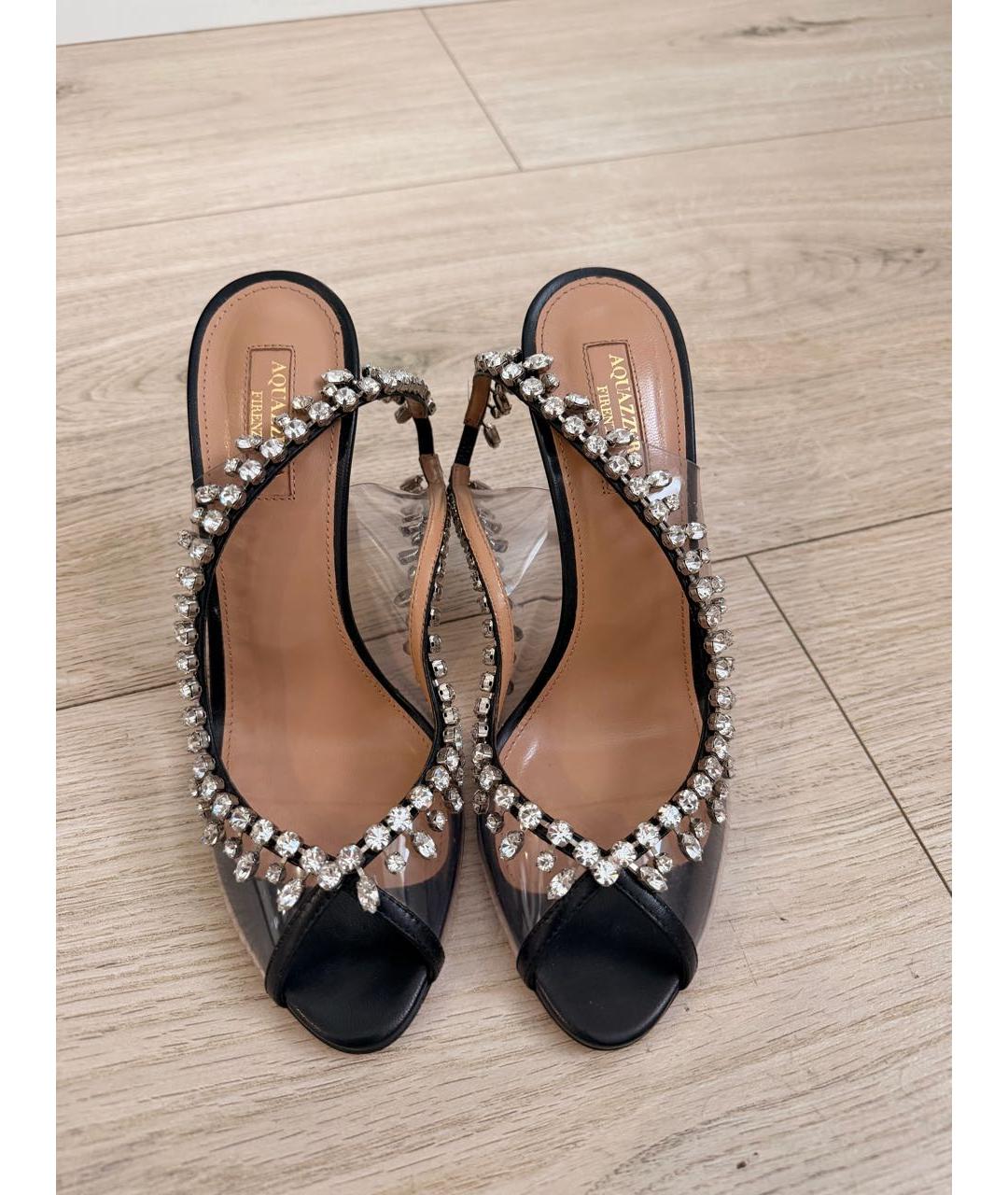 AQUAZZURA Черные кожаные босоножки, фото 2