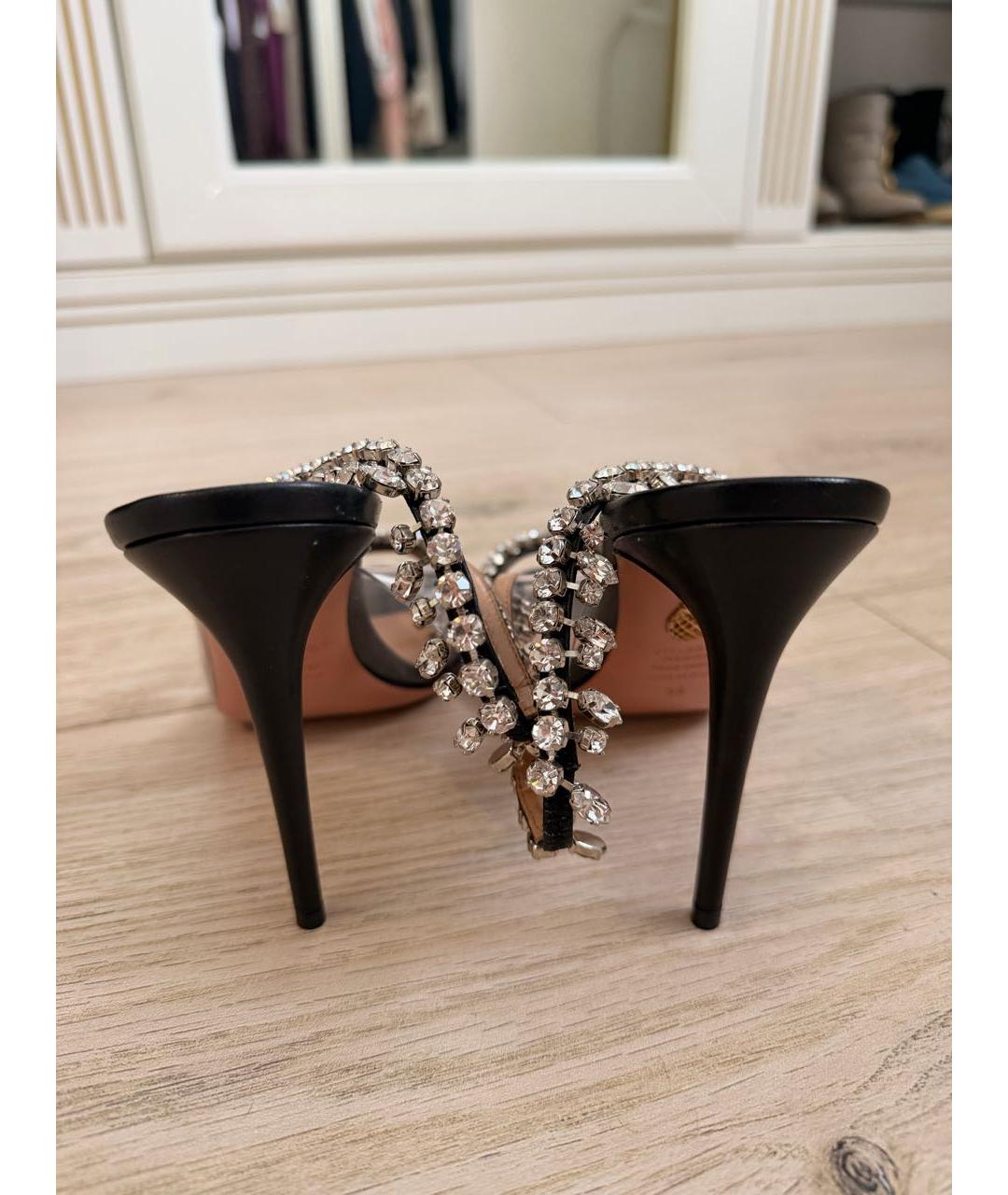 AQUAZZURA Черные кожаные босоножки, фото 4