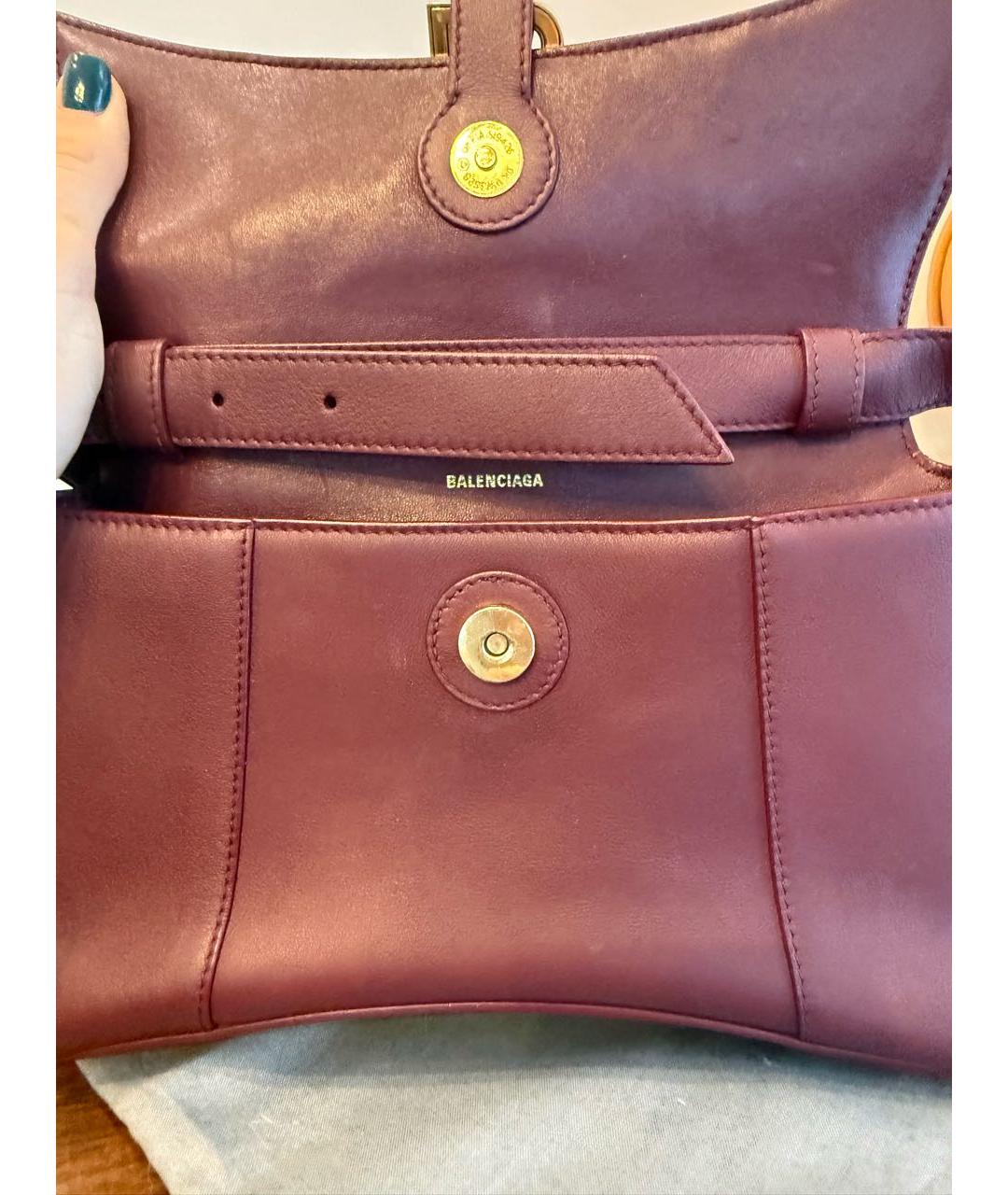 BALENCIAGA Бордовая кожаная сумка через плечо, фото 4