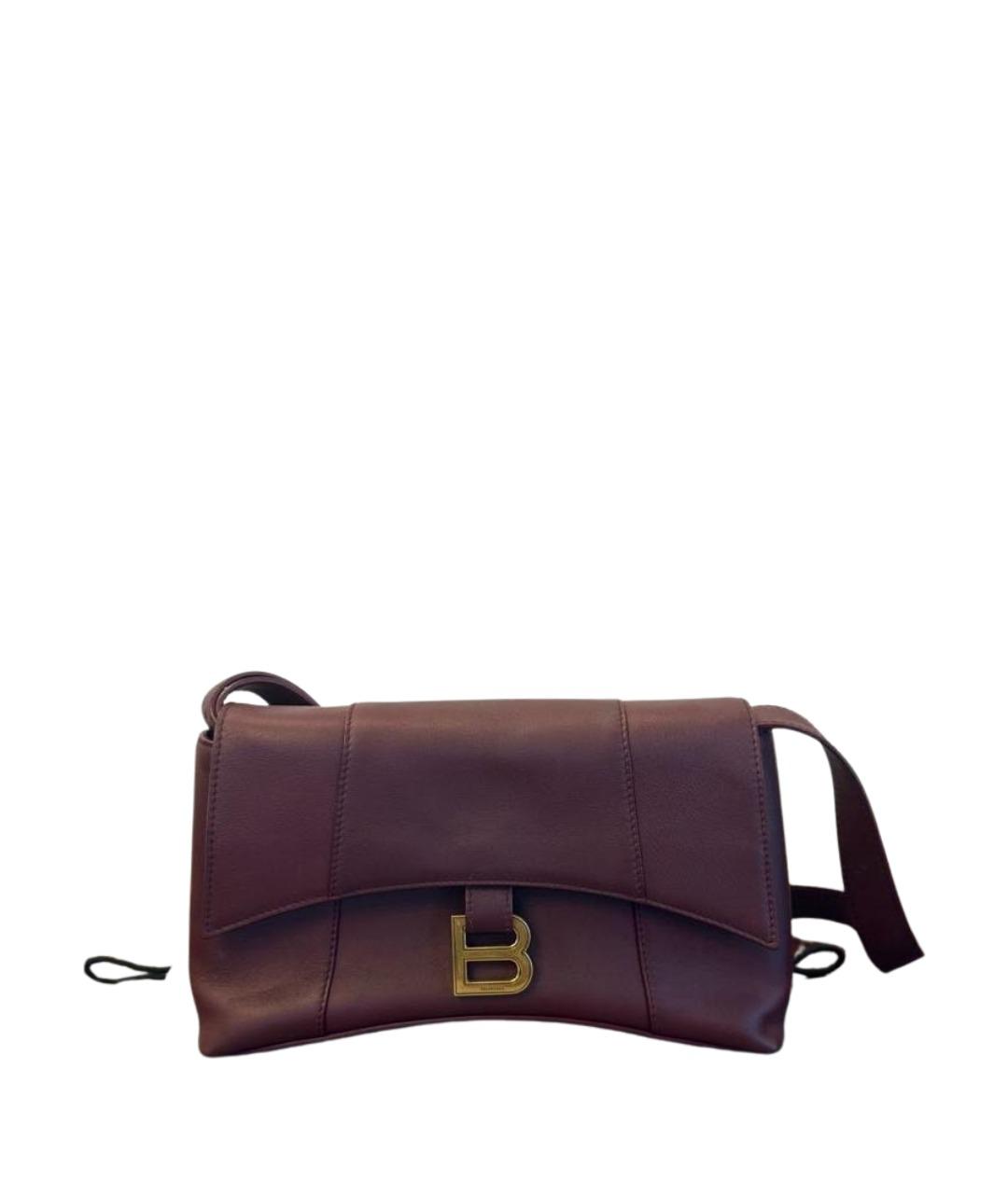 BALENCIAGA Бордовая кожаная сумка через плечо, фото 1