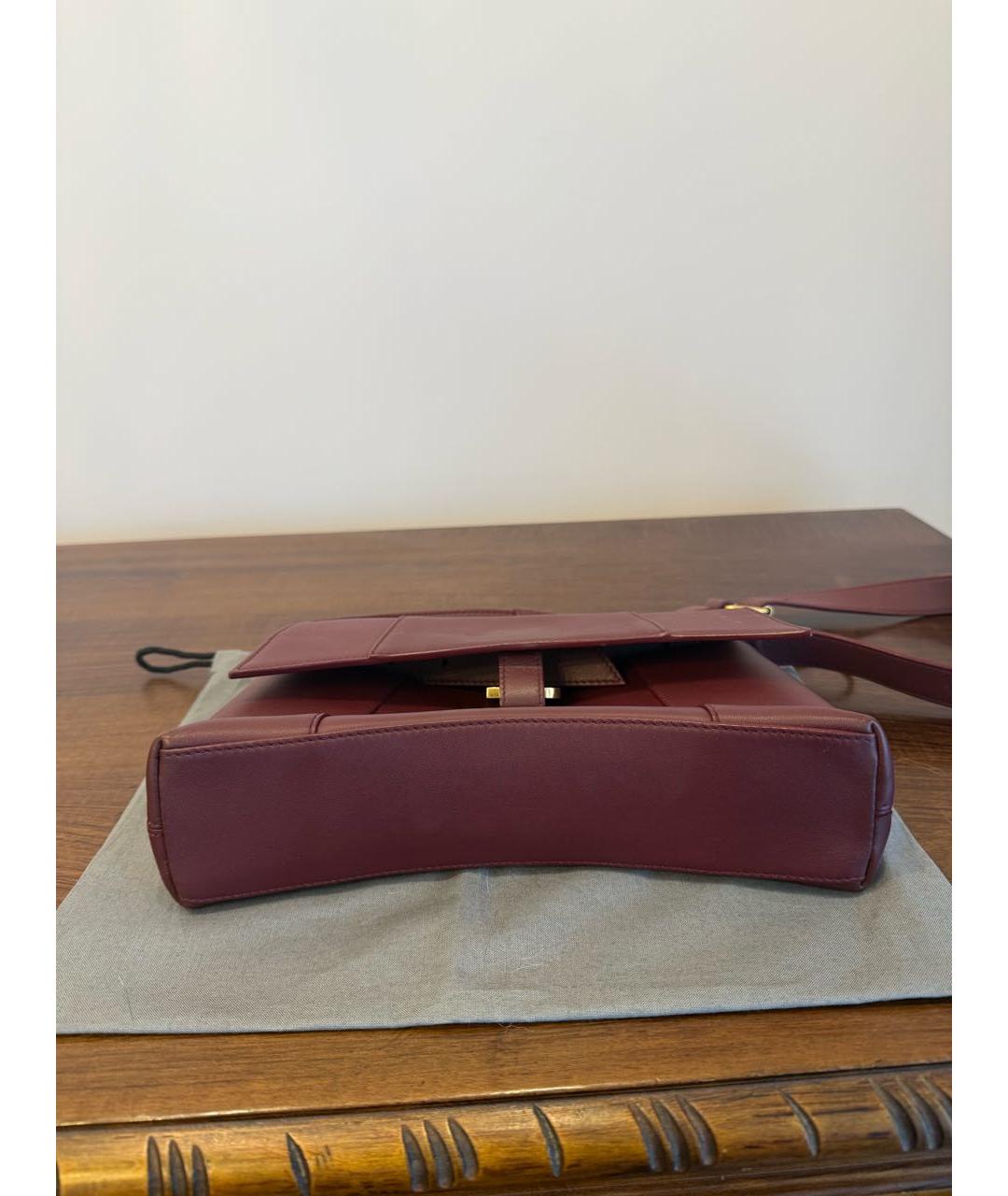 BALENCIAGA Бордовая кожаная сумка через плечо, фото 2