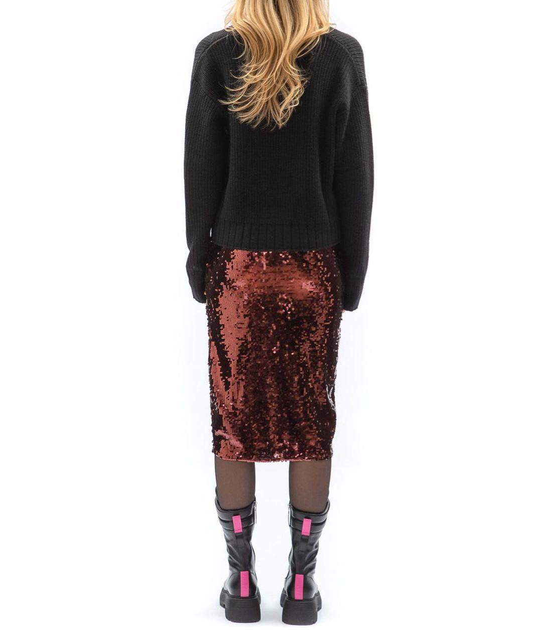 PATRIZIA PEPE Бордовая ацетатная юбка миди, фото 3