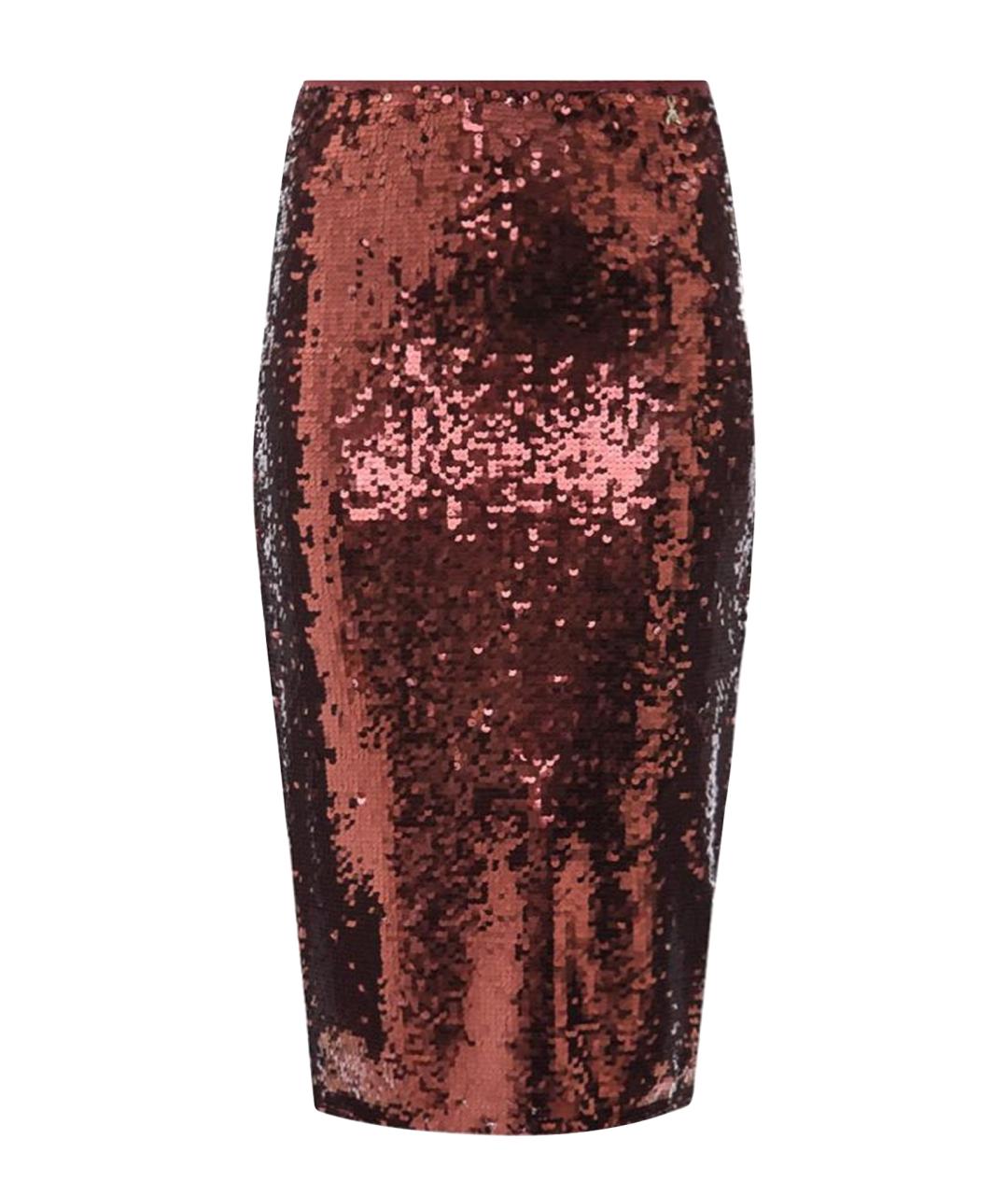 PATRIZIA PEPE Бордовая ацетатная юбка миди, фото 1