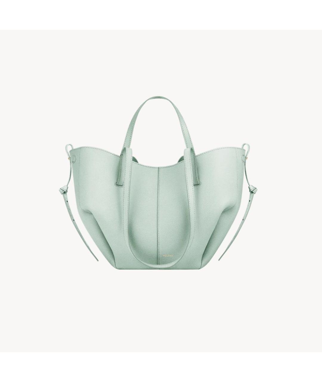 POLENE Бирюзовая кожаная сумка тоут, фото 4