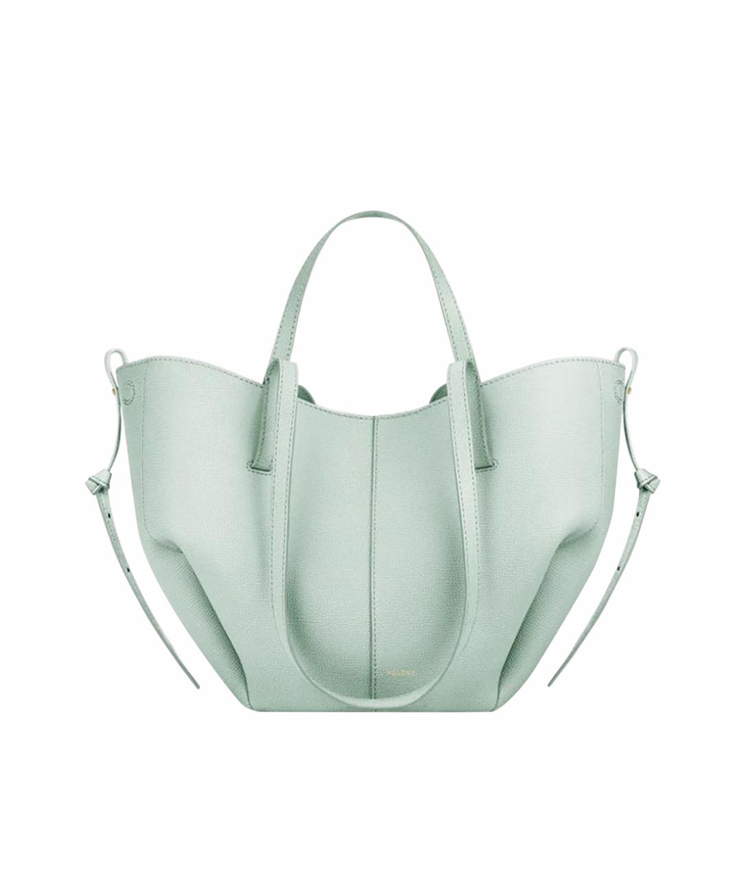 POLENE Бирюзовая кожаная сумка тоут, фото 5